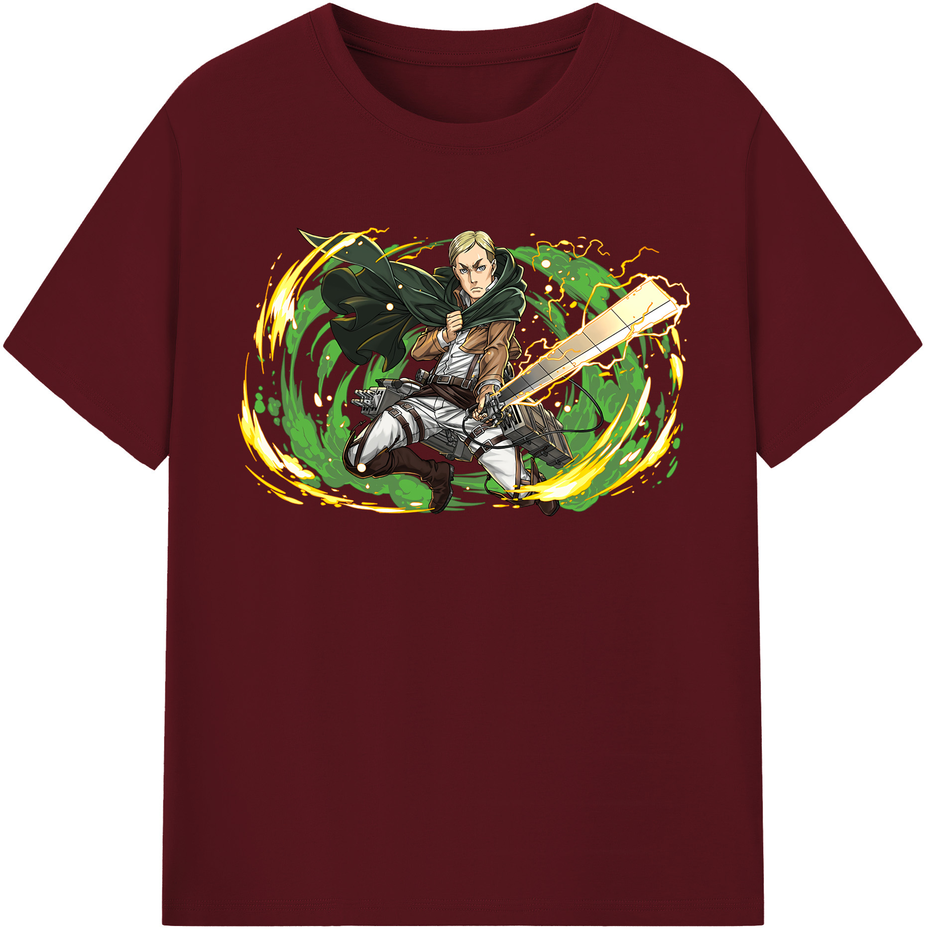 （画像用） 進撃の巨人 エルヴィン・スミス Attack on Titan Erwin Smith 綿100％半袖Tシャツ（フロントプリント）